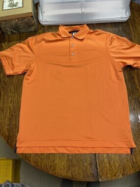 FootJoy Polo Golf Shirt Men’s Size Large Orange Athletic Fit